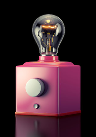 Tube amplifier on black background. 3d rendering
