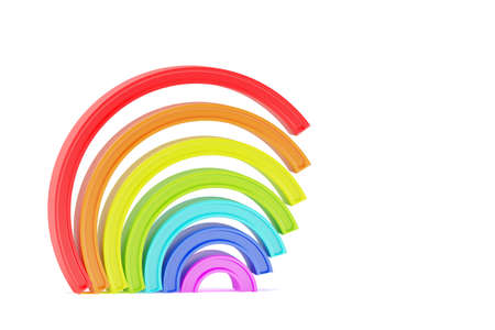 Abstract cartoon styled plastic rainbow isolated on white background. 3d renderingの写真素材
