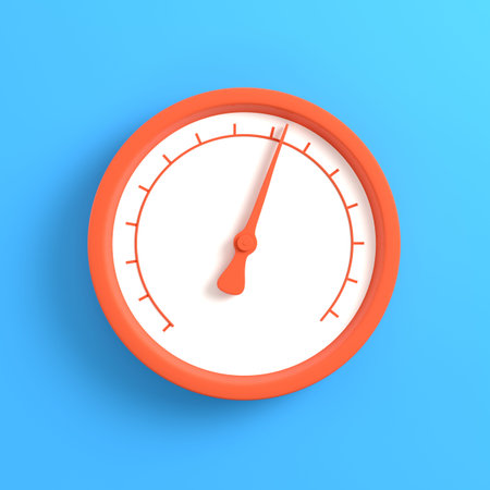 Gauge on bright blue background. Minimalism concept. 3d render