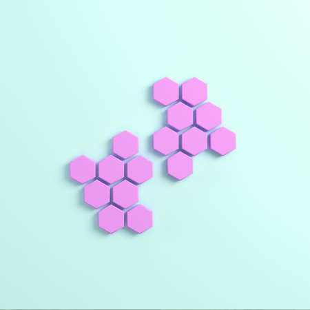 Abstract hexagons on bright background in pastel colors. 3d renderingの写真素材