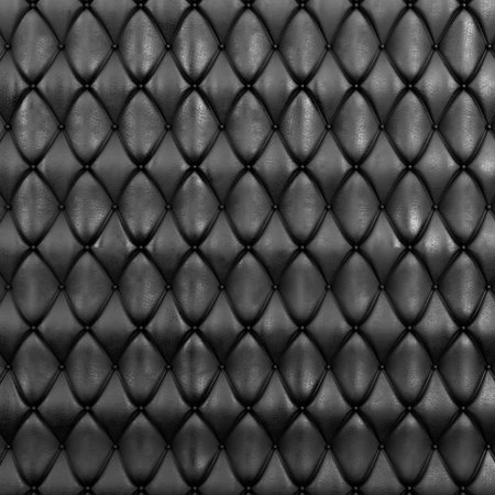 Stitched upholstery leather dark background with buttons. 3d rendering
