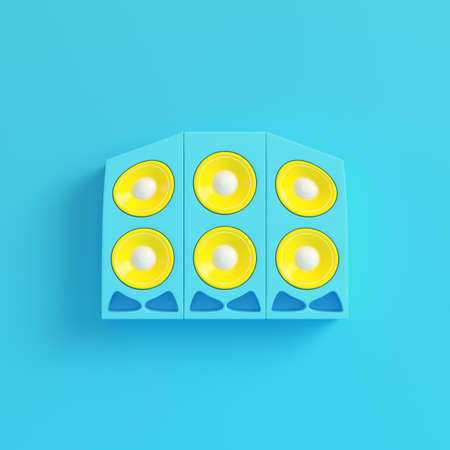 Cartoon-styled Speaker on bright blue background in pastel colors. Minimalism concept. 3d renderの写真素材