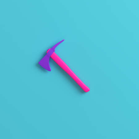 Pink axe on bright blue background.の写真素材