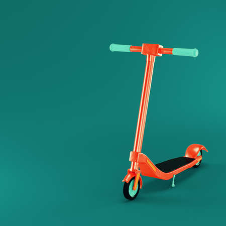 Kickscooter on dark green background. 3d renderの写真素材