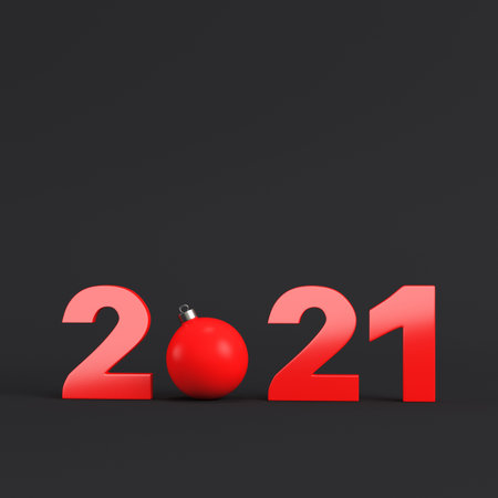 Red 2021 figures with ornament on black