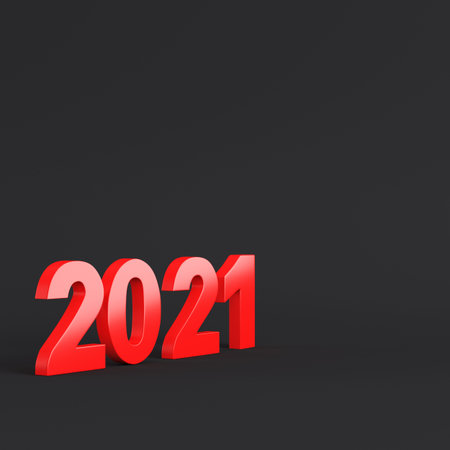 Red 2021 figures with ornament on black