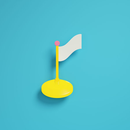 Flag on bright blue background in pastel colors. Minimalism concept. 3d renderの写真素材