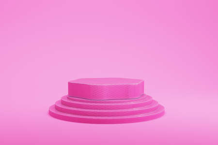 Abstract minimal background. Pink pedestal for product display. 3d illustrationの写真素材