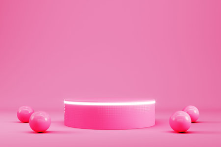 Abstract minimal background. Pink geometriacal pedestal for product display. 3d illustrationの写真素材
