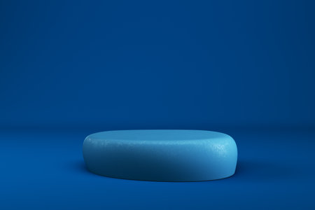 Abstract minimal background. Dark blue stone pedestal with rocks for display product. 3d illustrationの写真素材