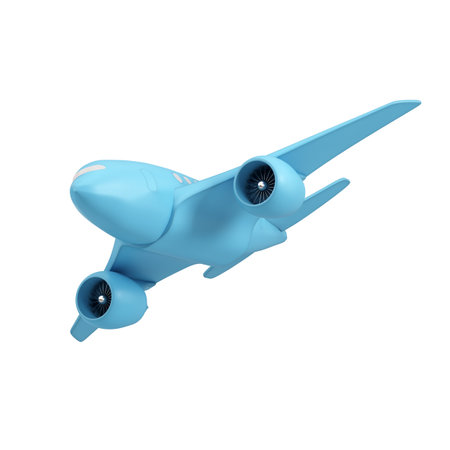 Blue airplane isolated on white background. 3d renderingの写真素材