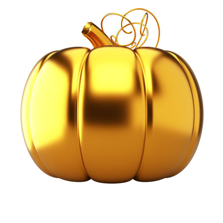 Golden pumpkin isolated on white background. 3d renderingの写真素材