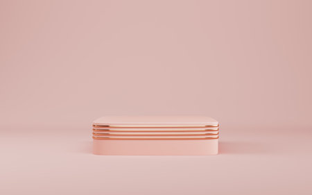 Abstract minimal background. Rectangle podium for product display on bright cream color background in pastel colors. Minimalism concept. 3d renderingの写真素材