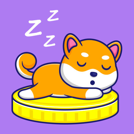 Cute Shiba Inu Sleeping Cartoon Vector Icon Illustration. Animal Character Mascot Flat Concept.のイラスト素材