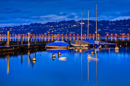 Boats mooring at a marina in Geneva, Switzerland
