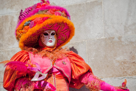 Annecy, France - March 3rd, 2012. Masked participant at the annual Annecy Venetian Festivalのeditorial素材