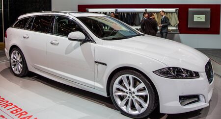 Geneva, Switzerland- 8th March 2012.  Jaguar XF Sportbrake at 82nd Geneva International Motorshow 2012. The event is held from 8 to 18 March 2012.のeditorial素材