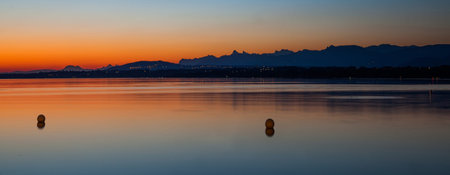Dawn breaking at Lake Geneva, Switzerland
