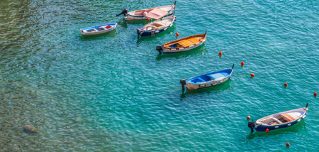 Boats at Cinque Terre coast, Liguria, Italy