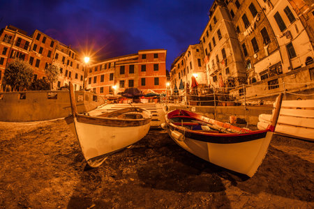 Boats at Vernazza s harbor, Cinque Terre, Italyの写真素材