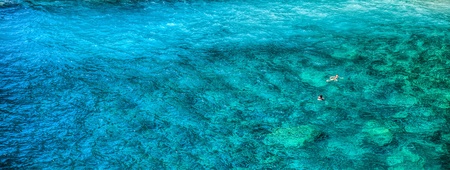 The turquoise color sea at Corniglia, Cinque Terre, Liguria, Italyの写真素材