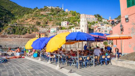 Vernazza, Cinque Terre, Italy. August 8, 2012. View of Vernazza fishing village in summer.のeditorial素材