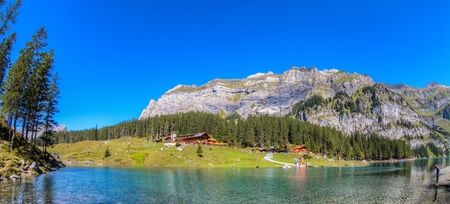 The Oeschinen mountain lake ot Oeschinensee in Kandersteg, Switzerland のeditorial素材