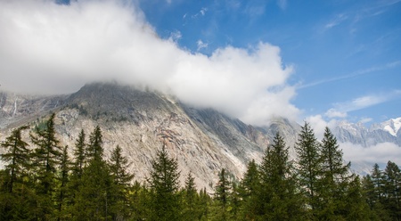 Italian Alps, part of the Mont Blanc Massif  View from Val Veny valley, Italyの写真素材