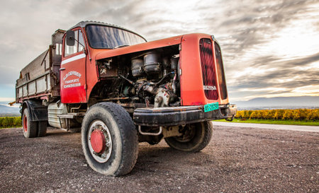  Satigny, Geneva, Switzerland, October 14th, 2012. The Swiss made old Berna truck. This truck was...