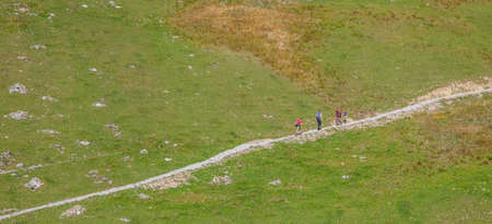 Brienzer-Rothorn, Switzerland, October 20th, 2012. A group of hikers walking the many hiking trails at Brienzer-Rothorn mountains. のeditorial素材