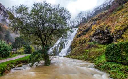 Cascade des Tufs near the Jura mountain French village of Baume-Les-Messieurs, French Comte, France
