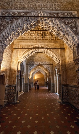 December 15th 2012. Alhambra, Granada, Spain. Interior view intricate details of Alhambraのeditorial素材