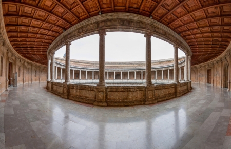 December 15th 2012. Alhambra, Granada, Spain.Interior view of Charles V Palace at Alhambra, Granada, Spain, Alhambraのeditorial素材