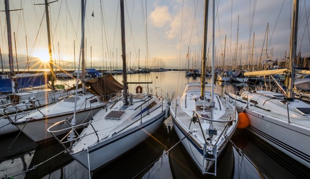 Sailboats and Dawnの写真素材