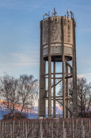 Water tank in rural Switzerlandの写真素材