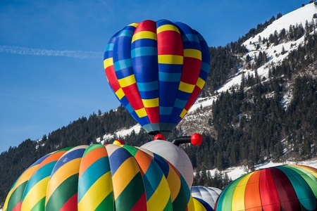 35th International Hot Air Balloon Festival  Chateau d Oex, Switzerland, 2013 の写真素材