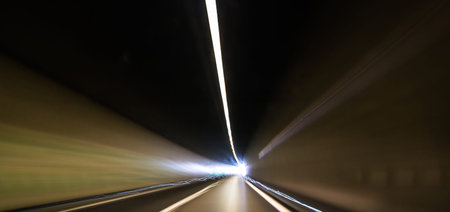 Abstract view of ground tunnel with long exposure 
