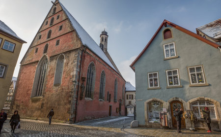 Rothenburg ob der Tauber, Bavaria, Germany, February 13th, 2013. Street view and medieval buidings.