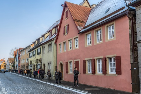 Rothenburg ob der Tauber, Bavaria, Germany, February 13th, 2013. Street view and medieval buidings.のeditorial素材
