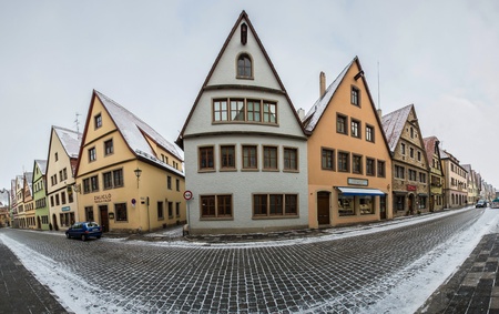 Rothenburg ob der Tauber, Bavaria, Germany, February 13th, 2013. Street view and medieval buidings.のeditorial素材