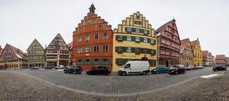 Dinkelsbuhl, Bavaria, Germany, February 14th, 2013. Dinkelsbuhl street view, a historic medieval town in Bavaria, Germanyのeditorial素材