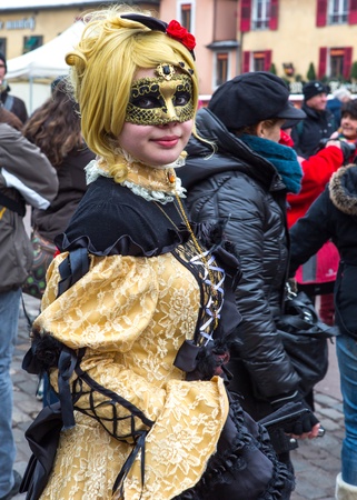 Annecy, France, February 23rd, 2013. Participants at the Annual Carnival Venitien.のeditorial素材