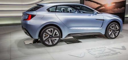 GENEVA, SWITZERLAND - MARCH 7TH, 2013. Subaru Viziv Concept car at the 83rd Geneva International Motorshow  on March 7th, 2013 at Geneva, Switzerland.のeditorial素材