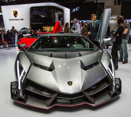GENEVA, SWITZERLAND - MARCH 7TH, 2013. Lamborghini Veneno at the 83rd Geneva International Motorshow  on March 7th, 2013 at Geneva, Switzerland.のeditorial素材