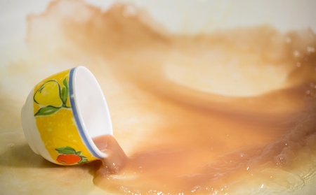 Coffee spilled on floor の写真素材