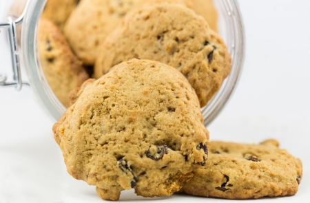 Home made raisin cookies in jarsの写真素材