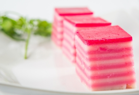 Kueh Lapis, a traditional and popular Malaysian bite-sized sweet snack or savory dessert in Malaysiaの写真素材