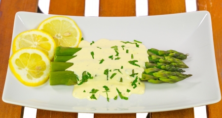 Asparagus with hollandaise sauceの写真素材