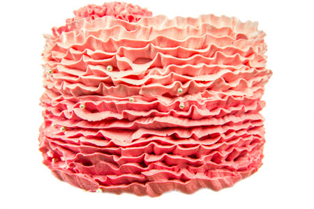 Chocolate mud cake decorated with pink ruffle pattern