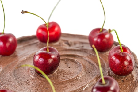 Devil Chocolate cake with cherry toppings の写真素材